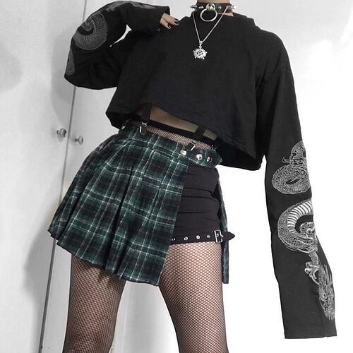 Gothic scurt hanorac scurt pentru femei - negru _ M