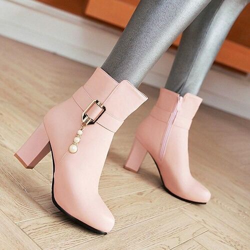 Spring Autumn Women Boots Casual Boots Shoes Women Solid Color High He