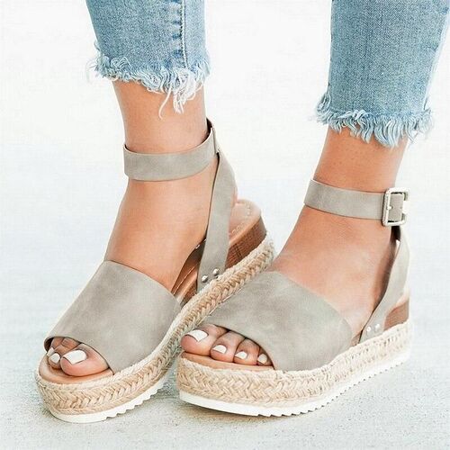 Flop Chaussures Femme Platform Sandals - Gray _ 5